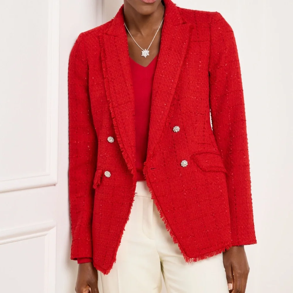Talbots Red Metallic Tweed Blazer NWT Sz18W - Picture 1 of 10